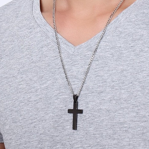 Pendentif Croix CROSS avec Chaîne Noir