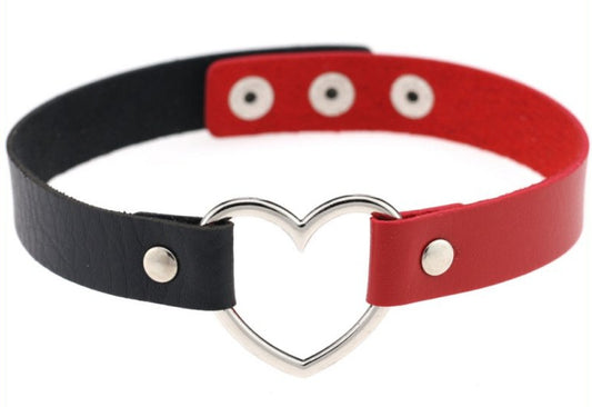 Ras de cou BICOLOR HEART Noir-Rouge
