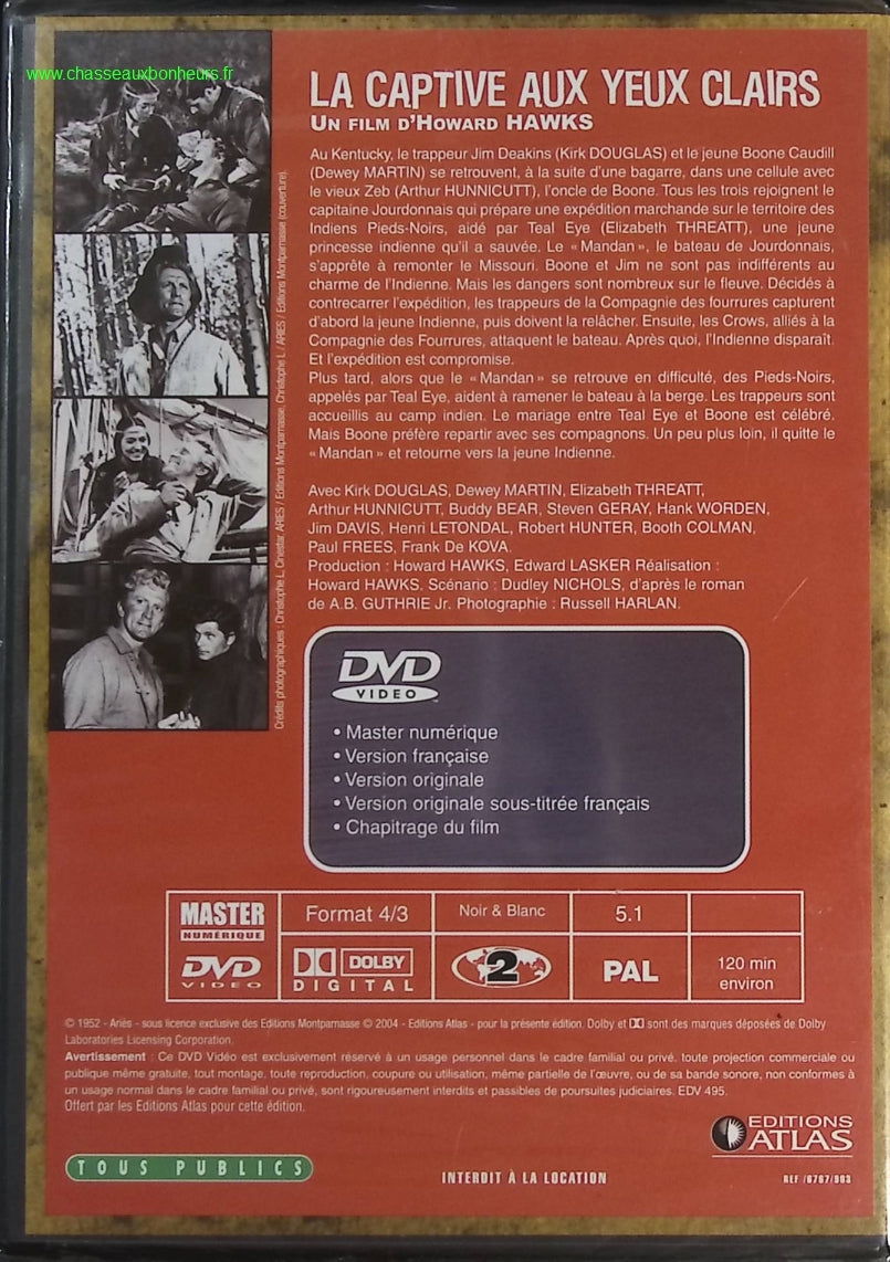 Les hommes de l'ouest la captive aux yeux clairs - Kirk Douglas - DVD