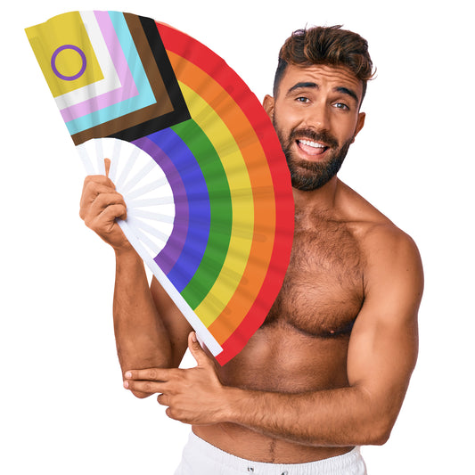 Éventail Géant Arc en ciel LGBTQIA+ 64cm