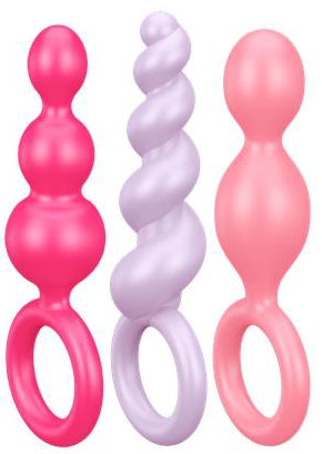 Kit 3 Plugs Silicone Booty Call Satisfyer 9.5 x 2.5cm Roses