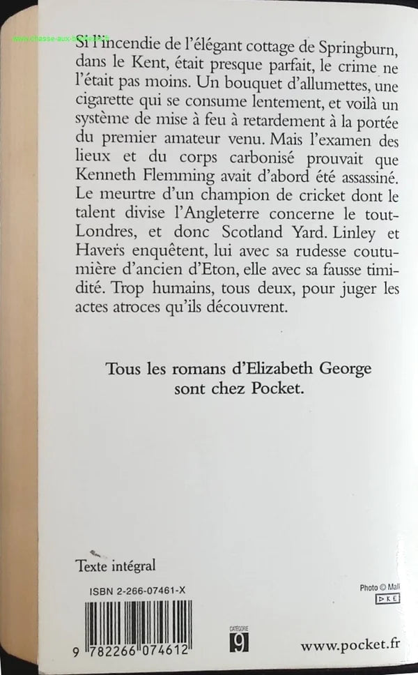 Un goût de cendres - Elizabeth George - livre