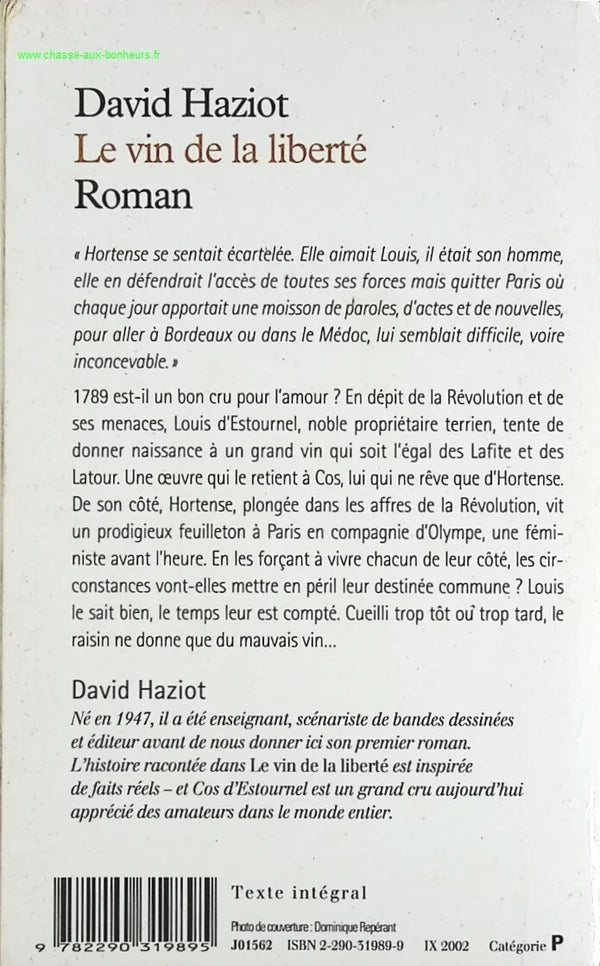 Le Vin de la liberté - David Haziot - livre