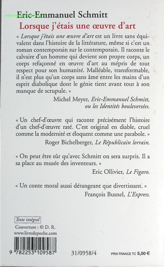 Lorsque j'étais une œuvre d'art - Eric-Emmanuel Schmitt - livre