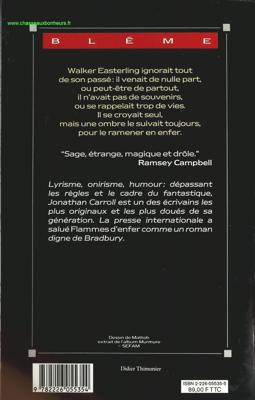 Flammes d'enfer - Jonathan Carroll - livre