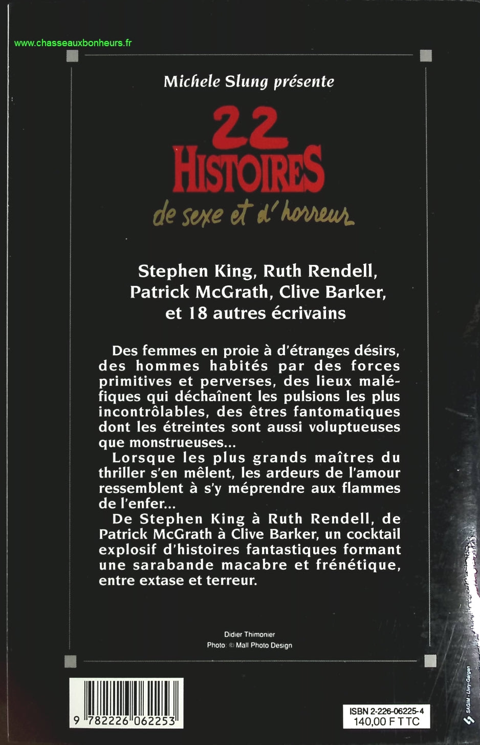 22 Histoires De Sexe Et D'Horreur - Stephen King, Patrick McGrath, Clive Barker, Ruth Rendell, 18 Autres Écrivains - livre
