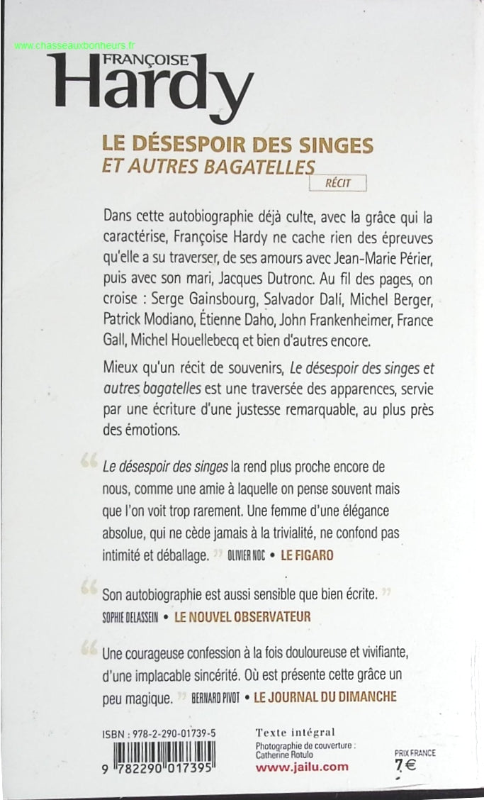 Le désespoir des singes... et autres bagatelles - Françoise Hardy - livre