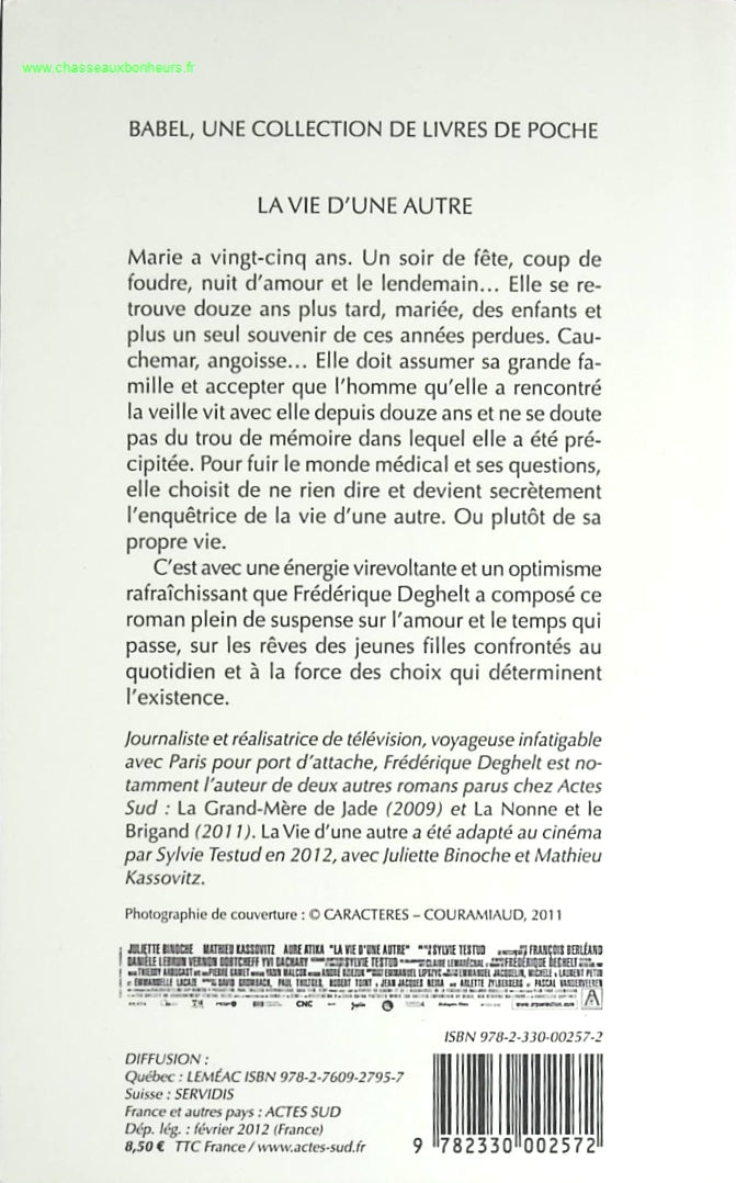 La Vie d'une autre - Frédérique Deghelt - livre