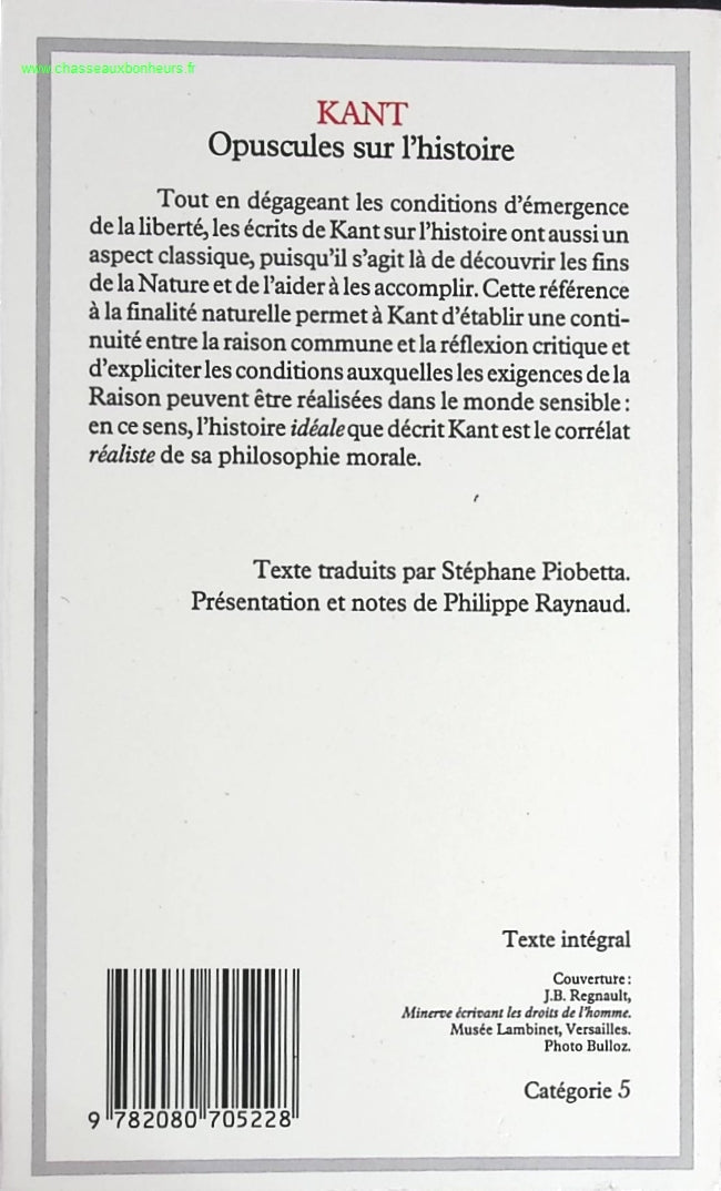 Opuscules sur l'histoire - Kant Emmanuel - livre
