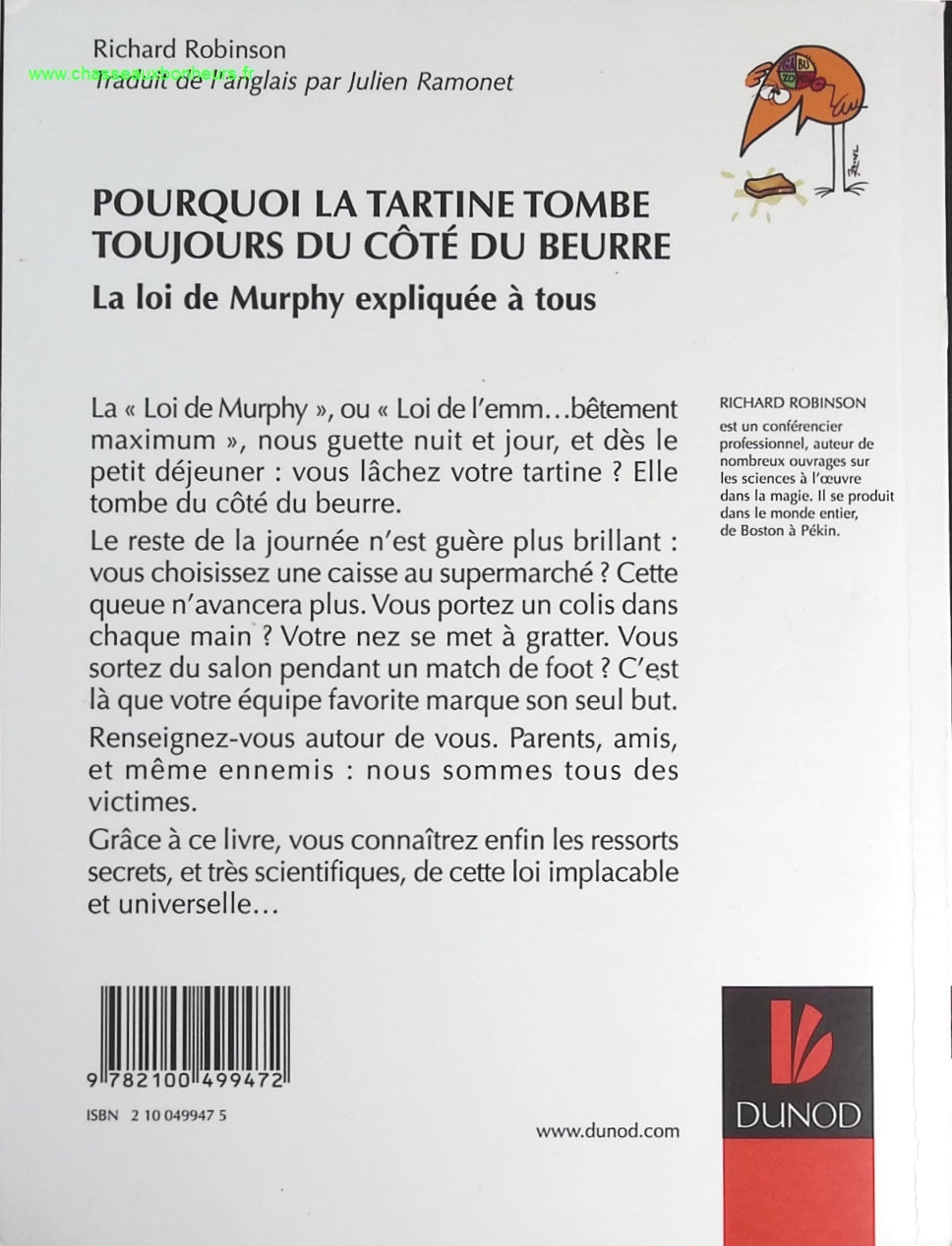 Pourquoi la tartine tombe toujours du côté du beurre - La loi de Murphy expliquée à tous - Richard Robinson - livre