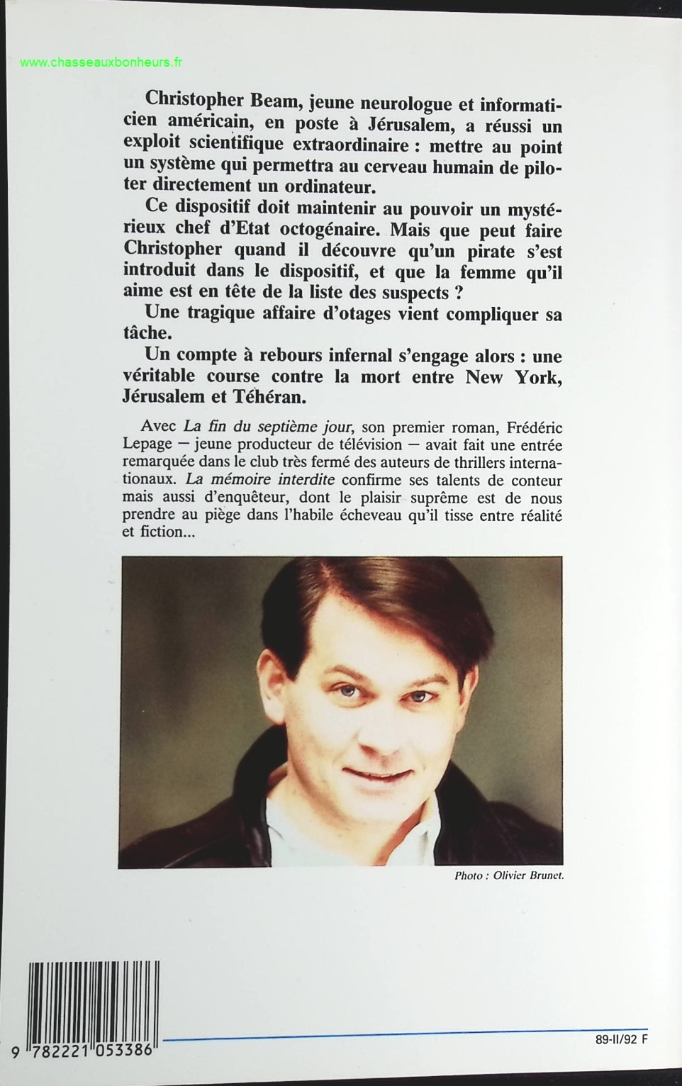 La Mémoire interdite - Frédéric Lepage - livre