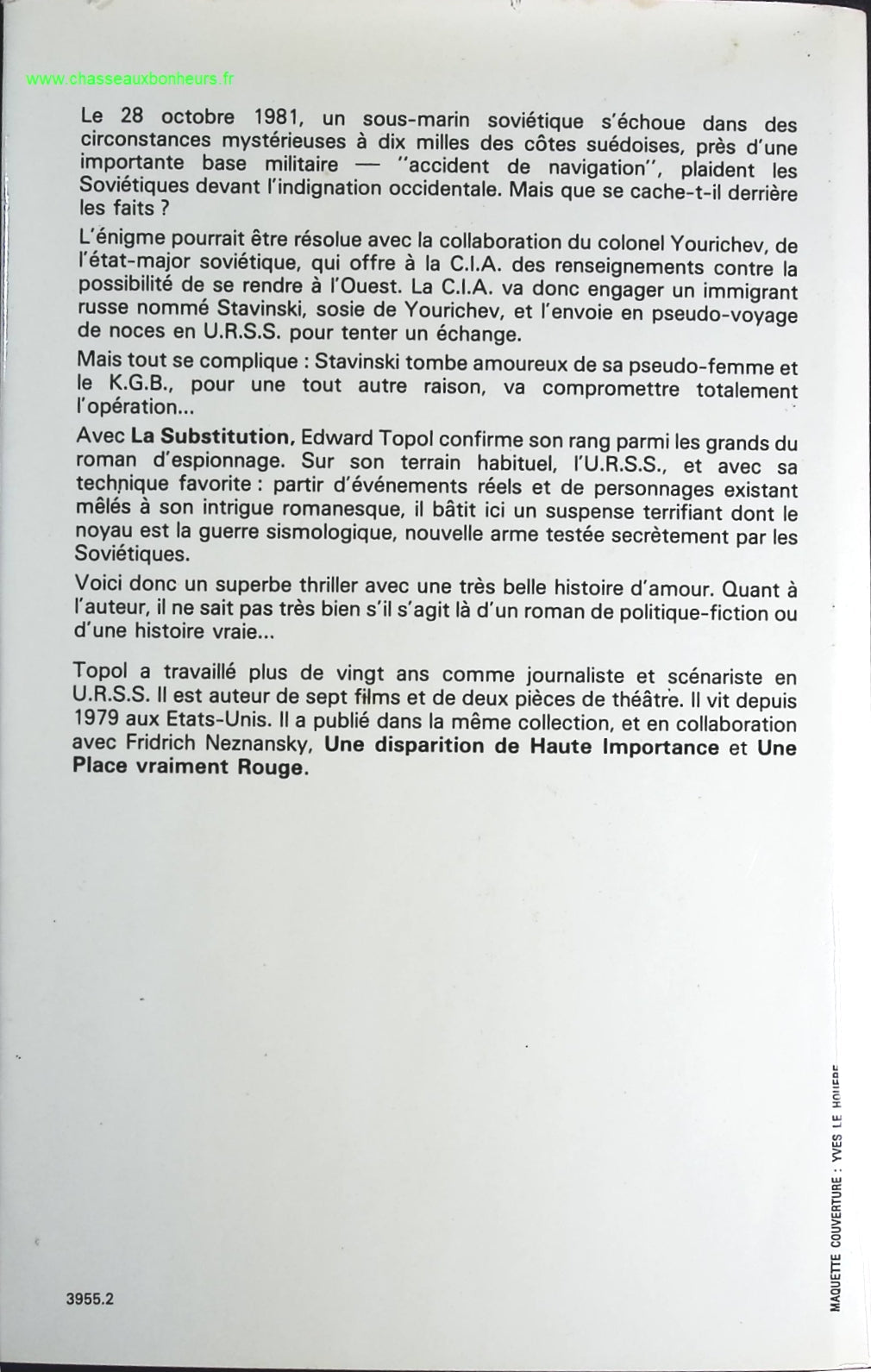 La Substitution - Edward Topol - livre