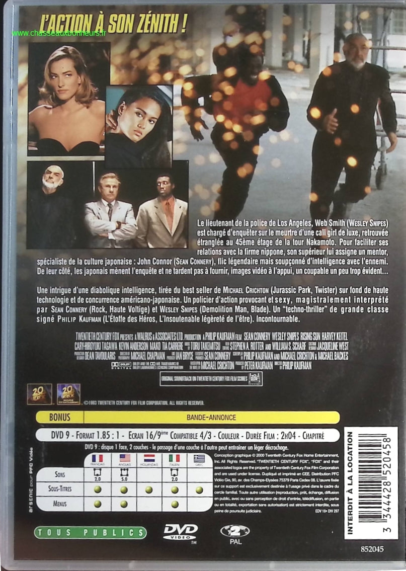 Soleil levant - Sean Connery - DVD