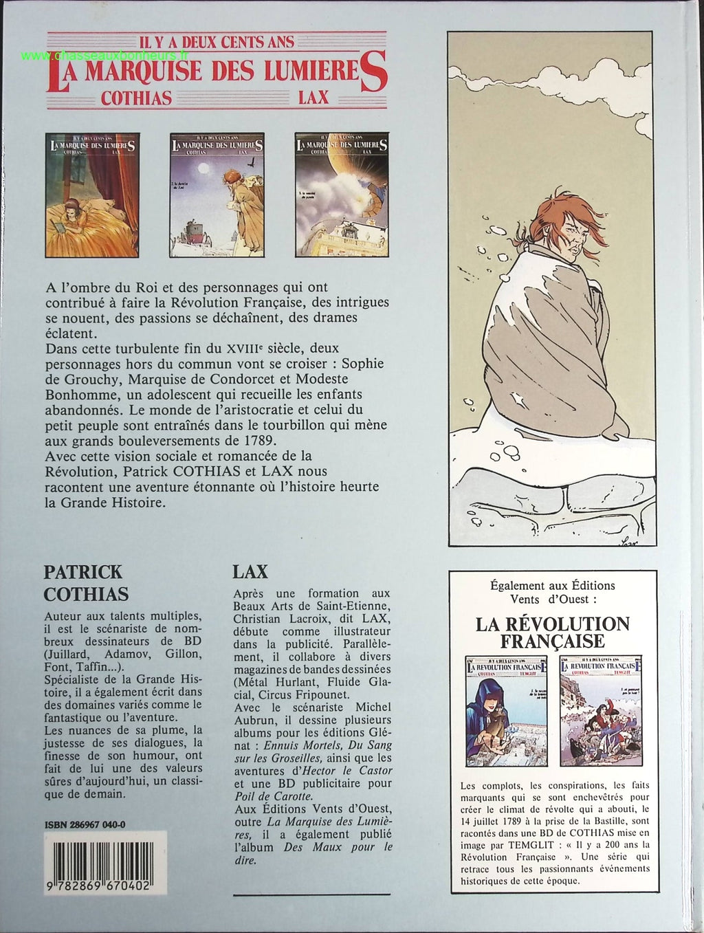 La vierge et l'enfant tome 1 - La marquise des lumières - Patrick Cothias Lax - livre BD