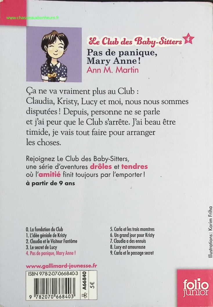 Le Club Des Baby-Sitters Tome 4 - Pas De Panique, Mary Anne ! - Ann M. Martin - livre