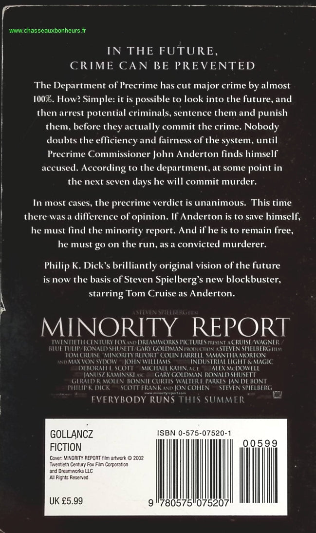 Minority Report - Philip K. Dick - livre en Anglais