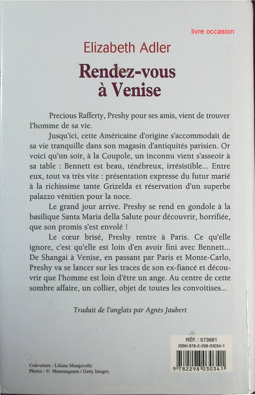 Rendez-vous à Venise - Elizabeth Adler - Livre