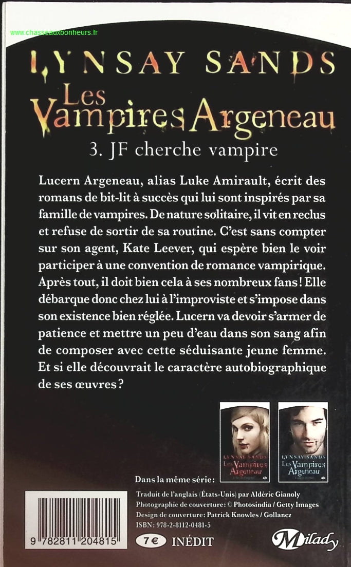 Les Vampires Argeneau, Tome 3 - JF cherche Vampire - Lynsay Sands - livre