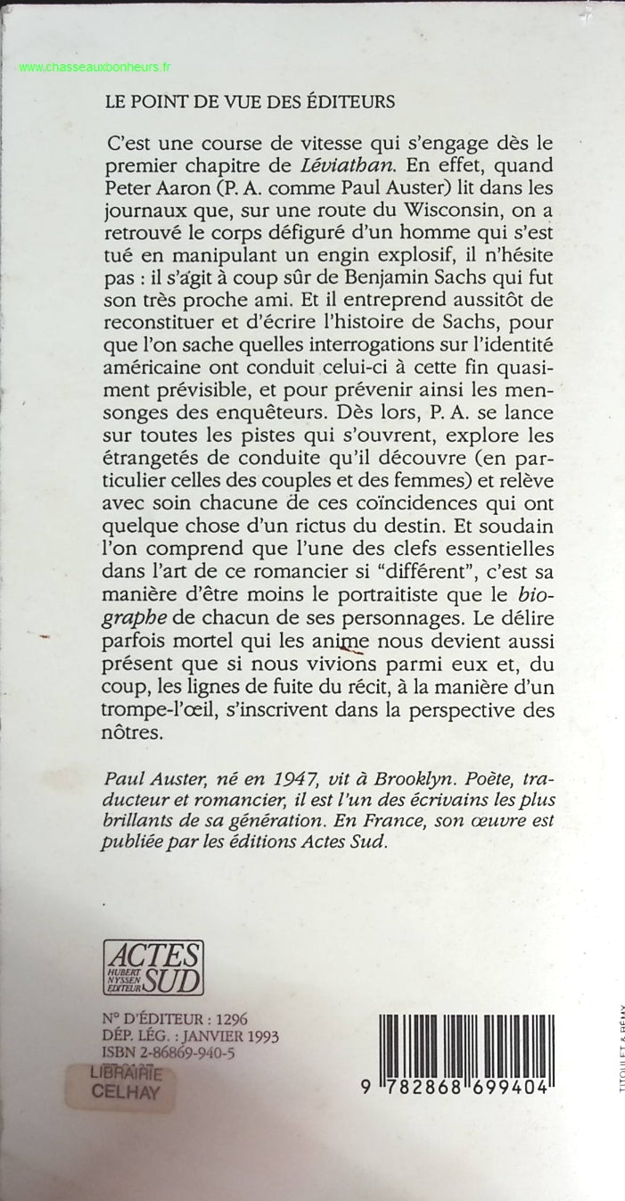 Léviathan - Paul Auster - livre