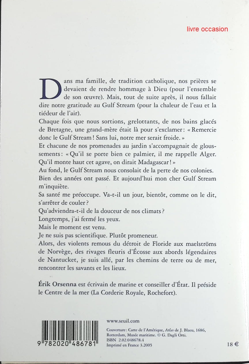 Portrait du Gulf Stream  Eloge des courants - Erik Orsenna - Livre