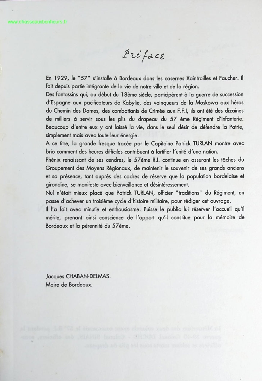 Le régiment de Bordeaux. GMR 4/57e régiment d'infanterie - capitaine Patrick Turlan - livre