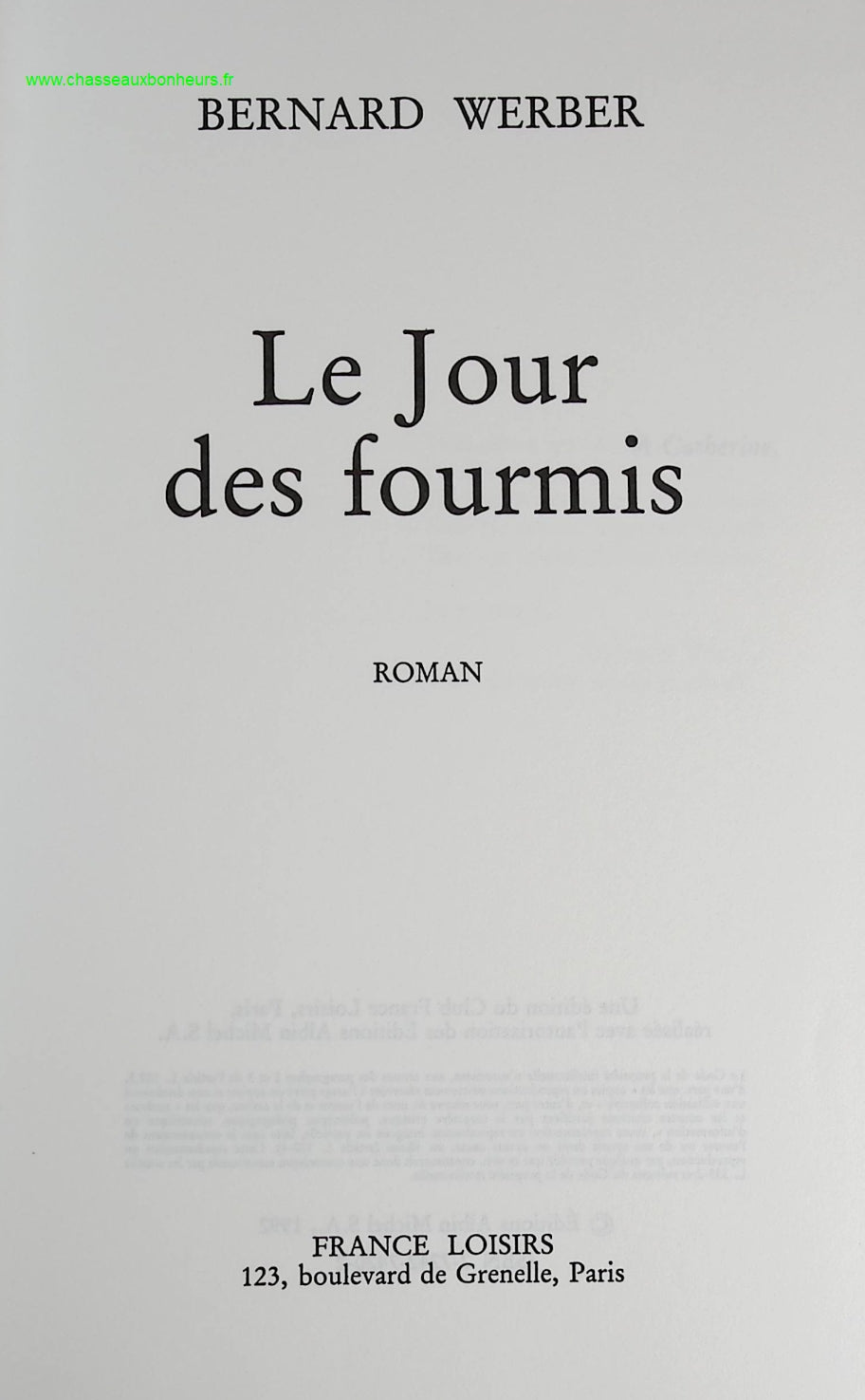 Le Jour des Fourmis - Bernard Werber  - livre