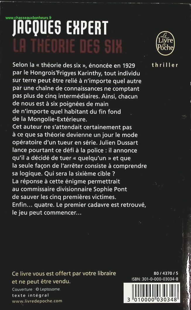 La théorie des six - Jacques Expert - livre