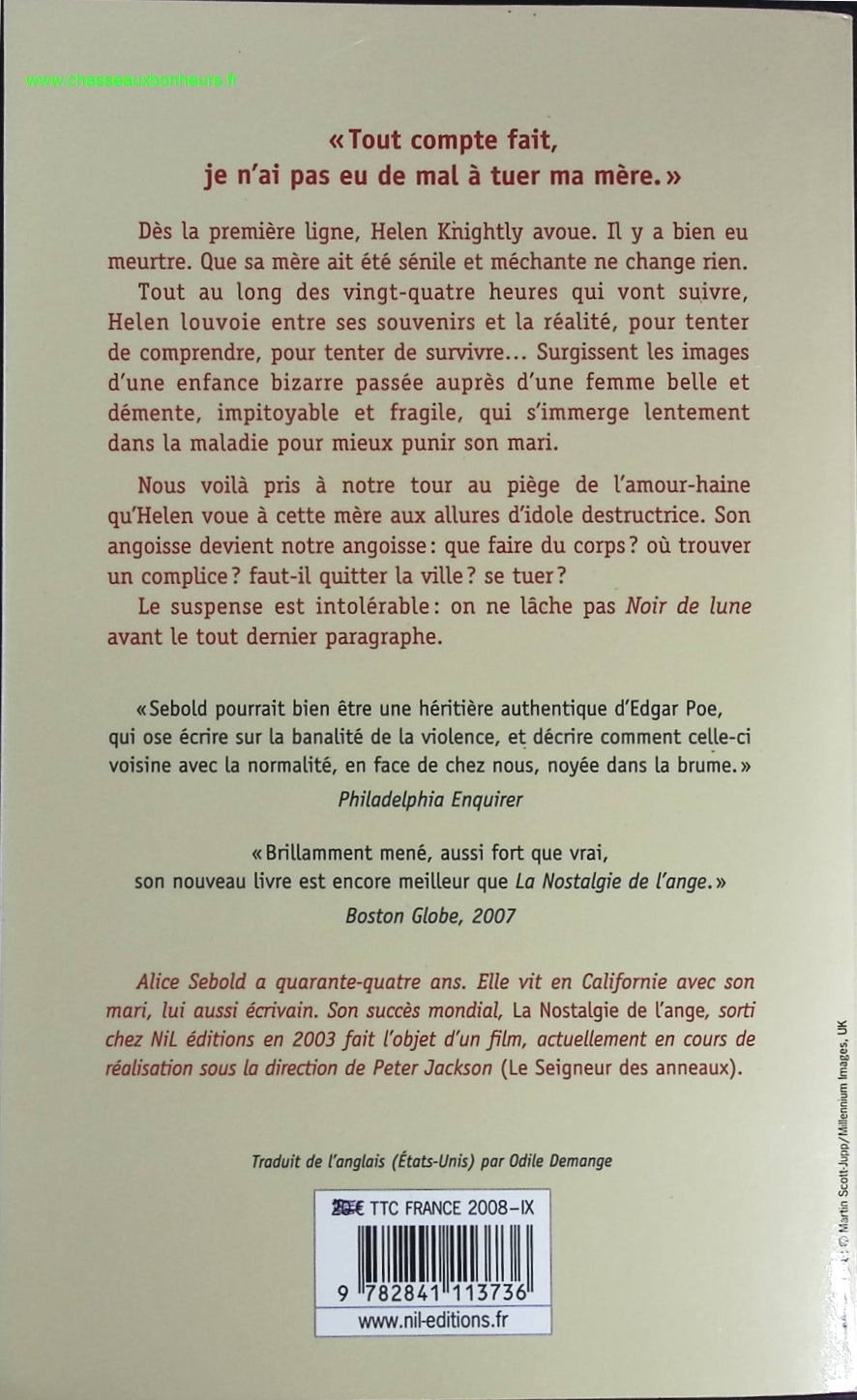 Noir de lune - Alice Sebold - livre