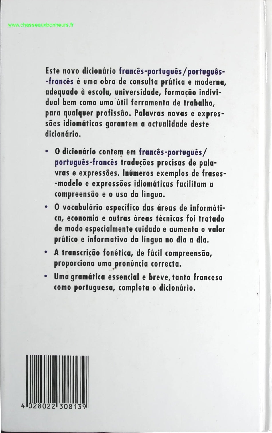 dictionnaire français-portugais et portugais-français - livre en portugais