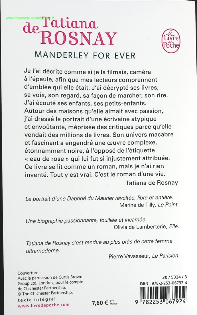Manderley for ever - Tatiana de Rosnay - livre
