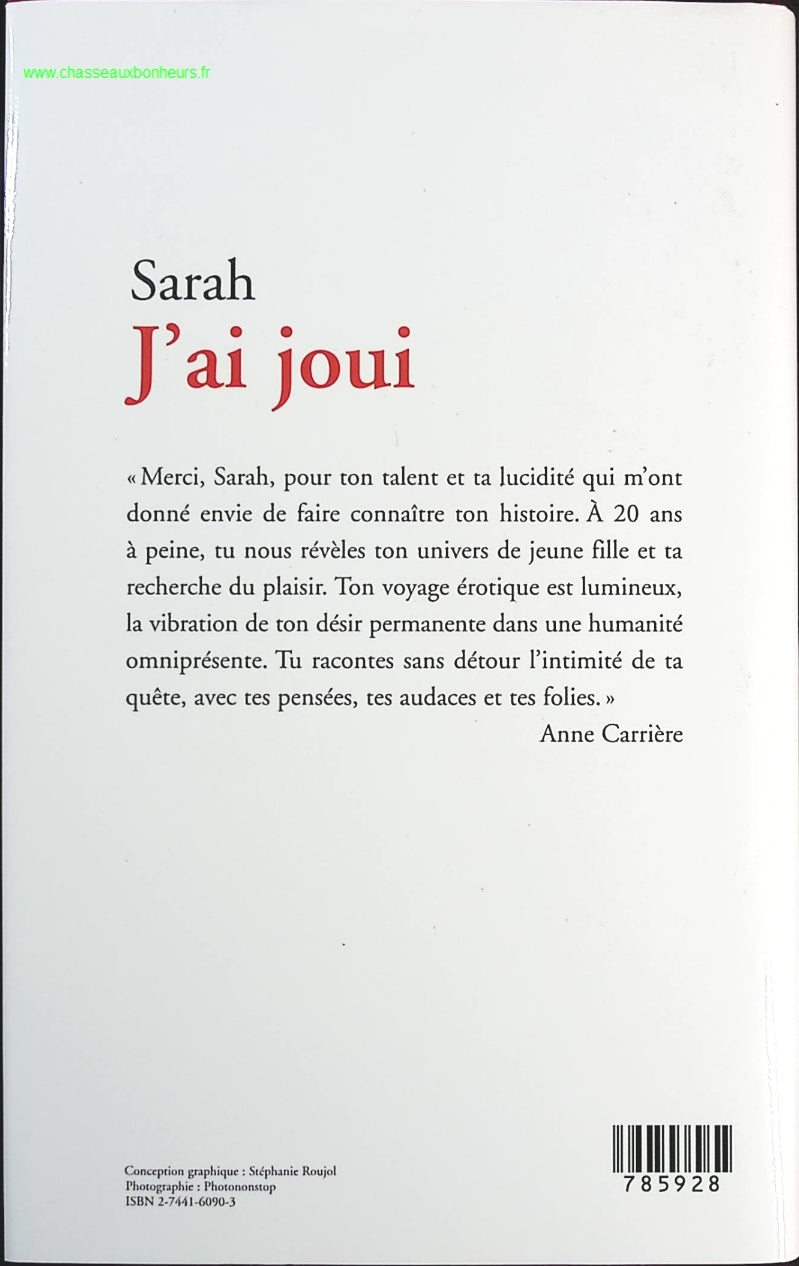 J'ai joui - Sarah - livre