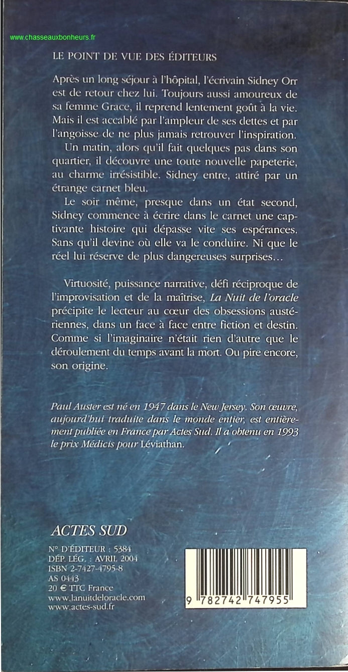 La Nuit de l'oracle - Paul Auster - livre