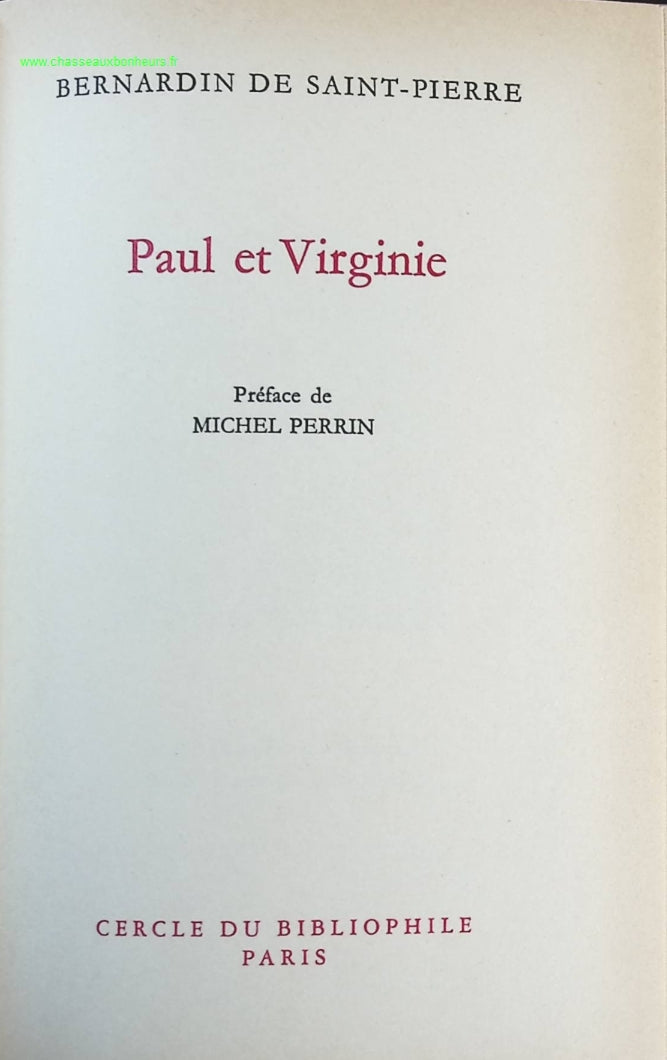 Paul et Virginie - Bernardin De Saint Pierre - livre