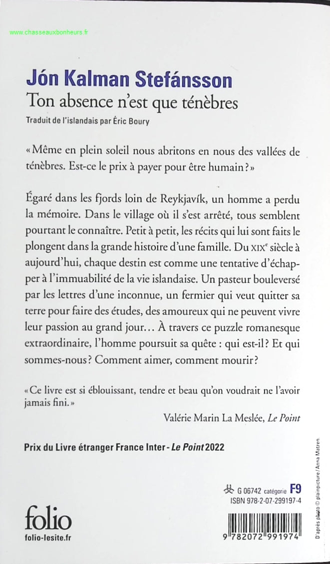 Ton absence n'est que ténèbres - Jón Kalman Stefánsson - livre