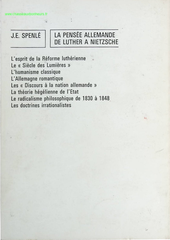 La Pensée allemande de Luther à Nietzsche - Jean-Édouard Spenlé - livre