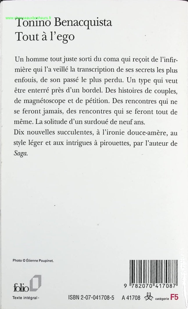 Tout à l'ego - Tonino Benacquista - Livre