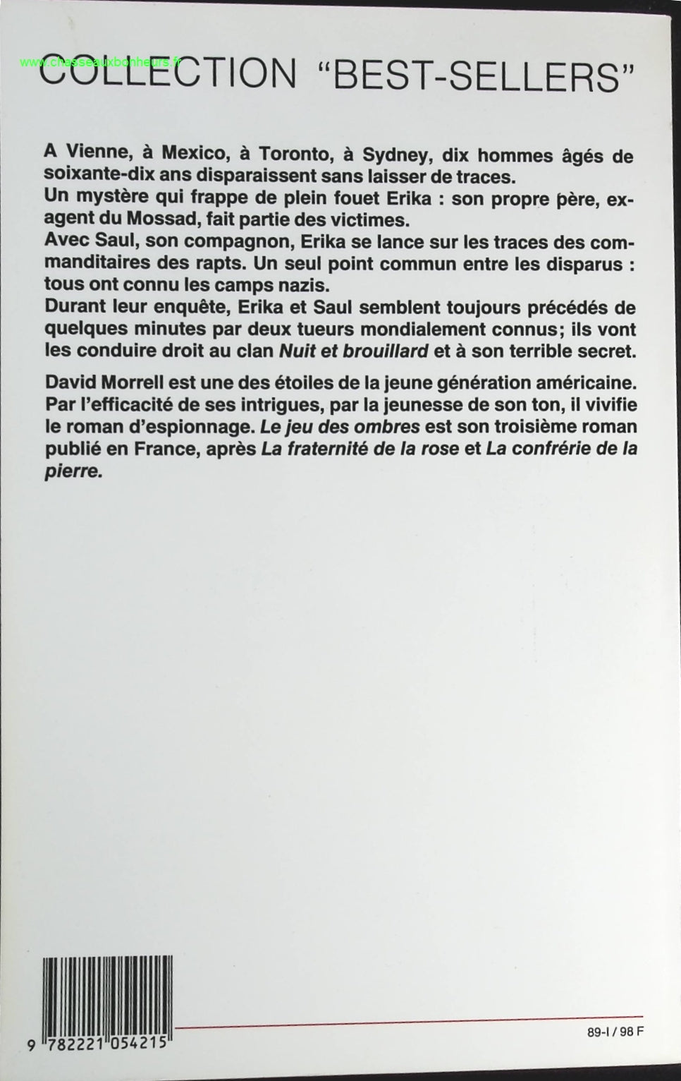 Le jeu des ombres - David Morrell - livre