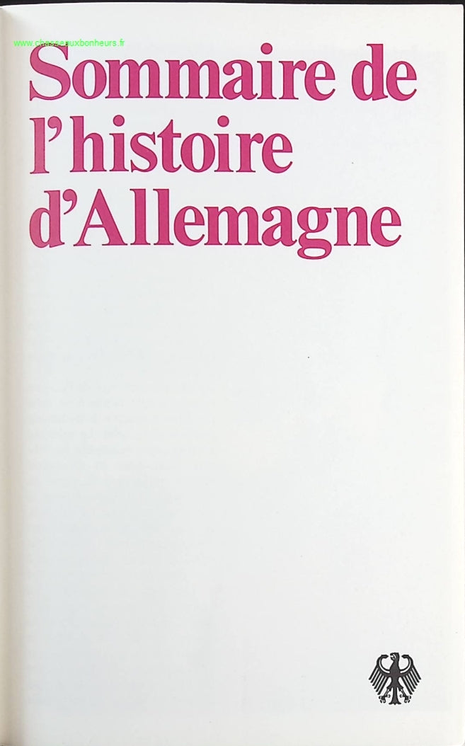 Sommaire de l'histoire d'allemagne - Collectif - livre