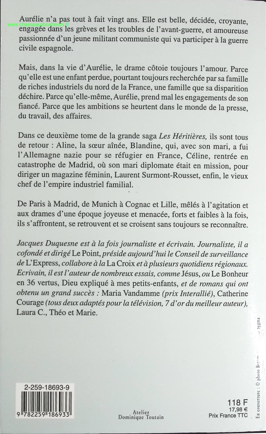 Les héritières, tome 2. Aurélie - Jacques Duquesne - livre