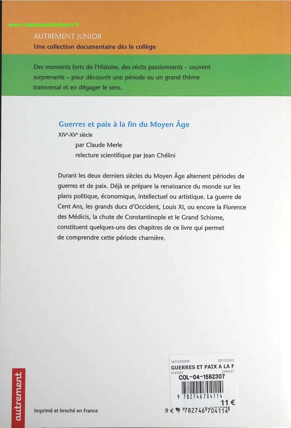 Guerres et paix à la fin du Moyen Âge - XIVe-XVe siècle - Claude Merle - livre
