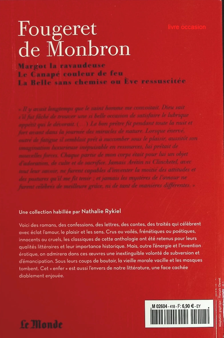 Margot la ravaudeuse, Le canapé couleur de feu et la belle sans chemise - Fougeret De Monbron - Livre