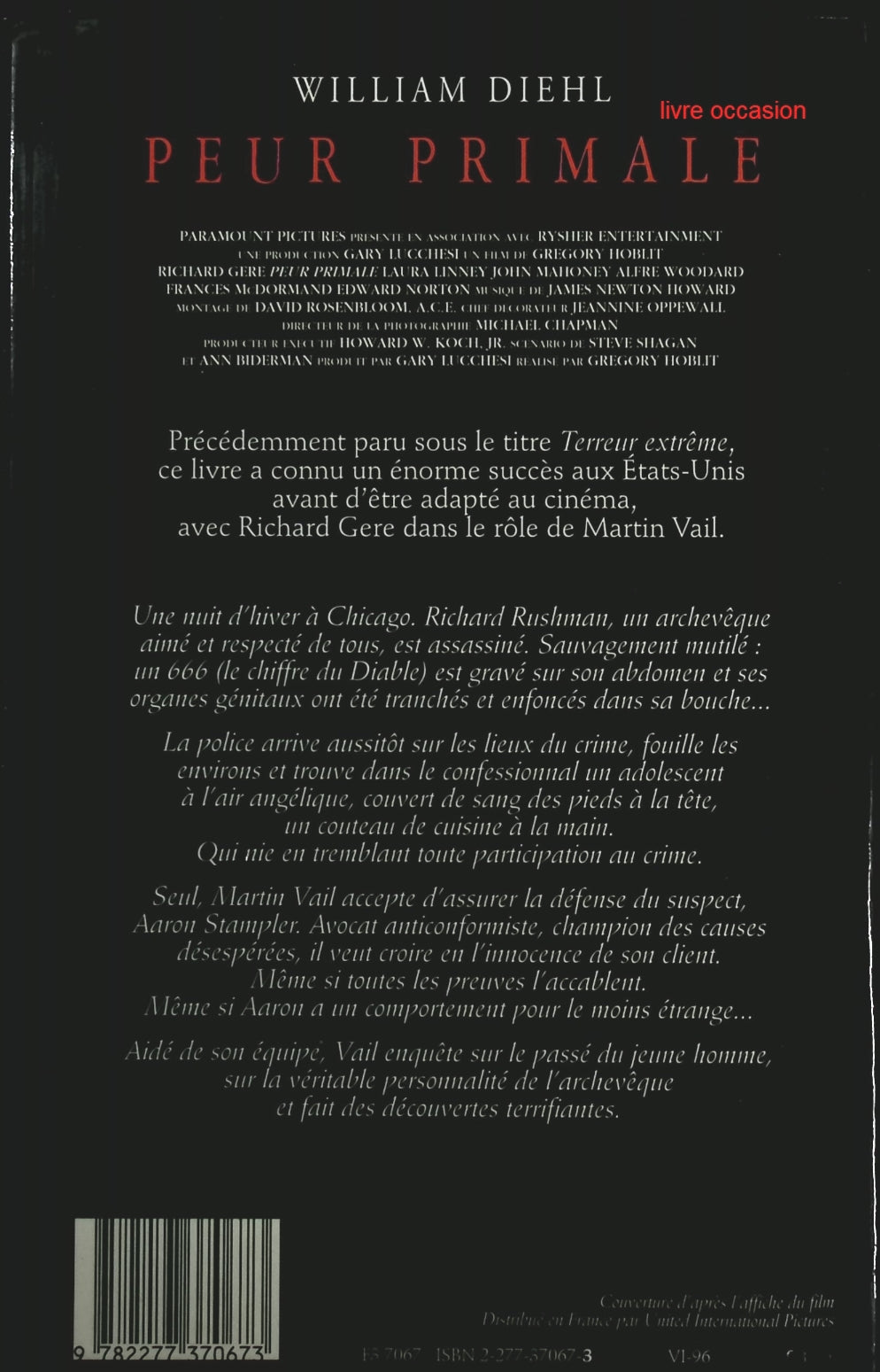 Peur primale - William Diehl - Livre