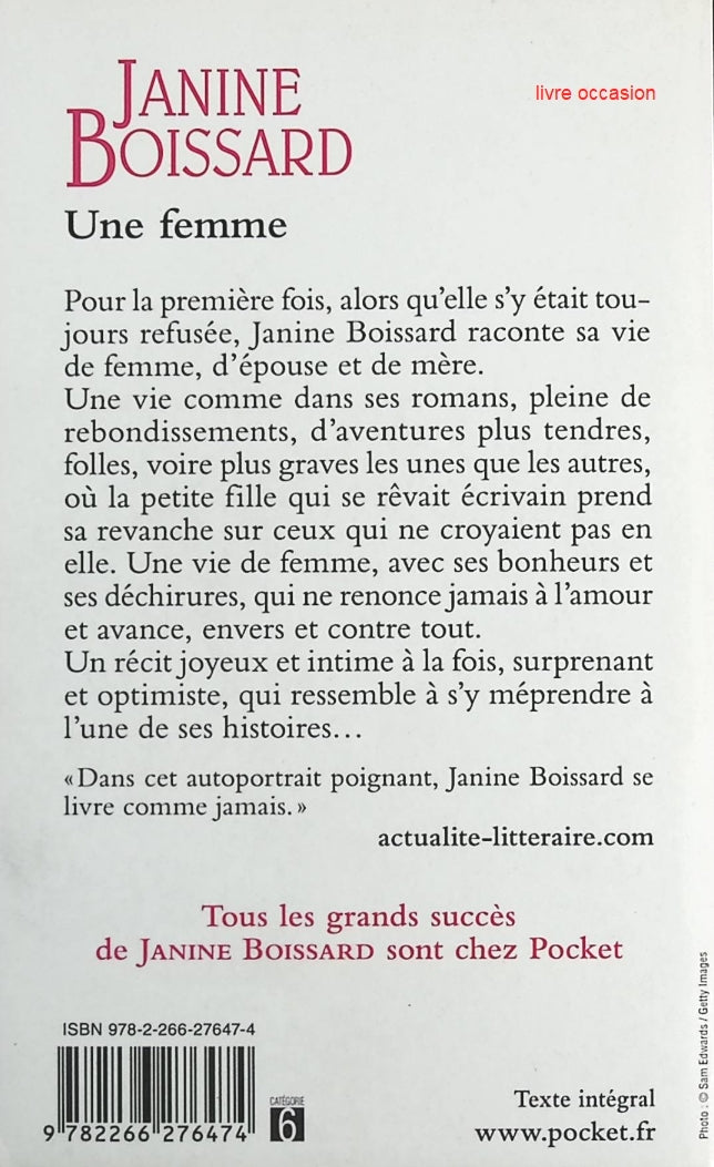 Une femme - Janine Boissard - Livre