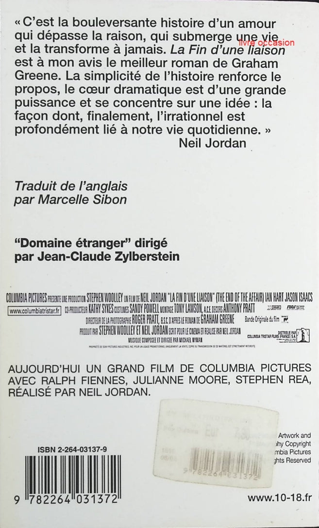 La Fin d'une liaison - Graham Greene - Livre