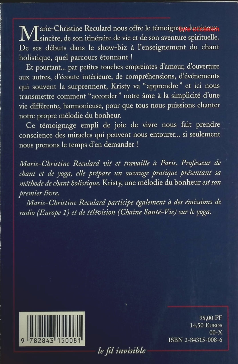 Kristy, une mélodie du bonheur - Marie-Christine Reculard - Livre