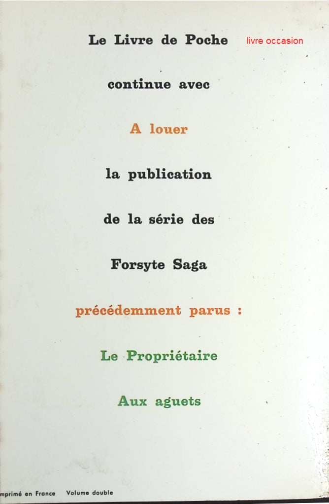 A louer - John Galsworthy - Livre