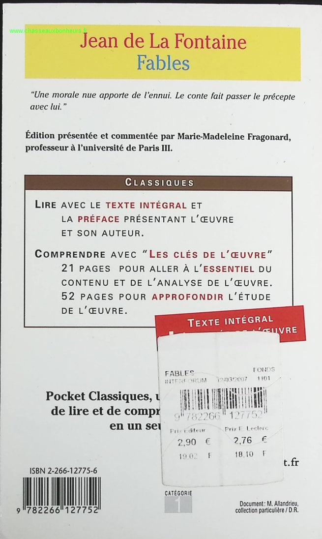 Fables - Jean de La Fontaine - Livre