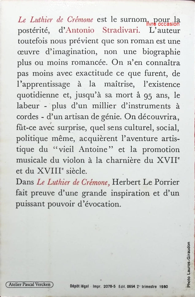 Le Luthier de Crémone - Herbert Le Porrier - Livre