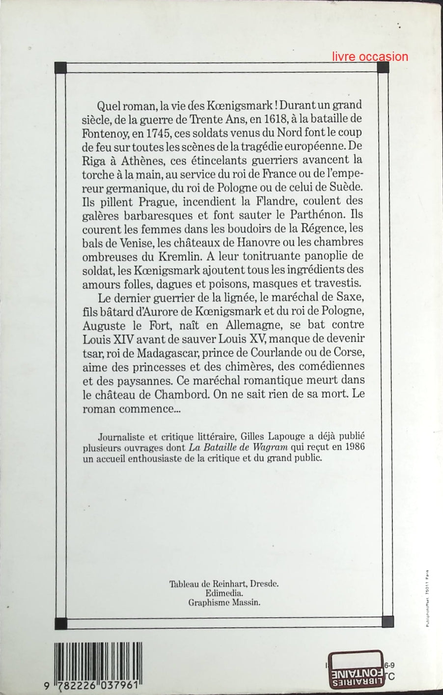 Les Folies Koenigsmark - Gilles Lapouge - Livre