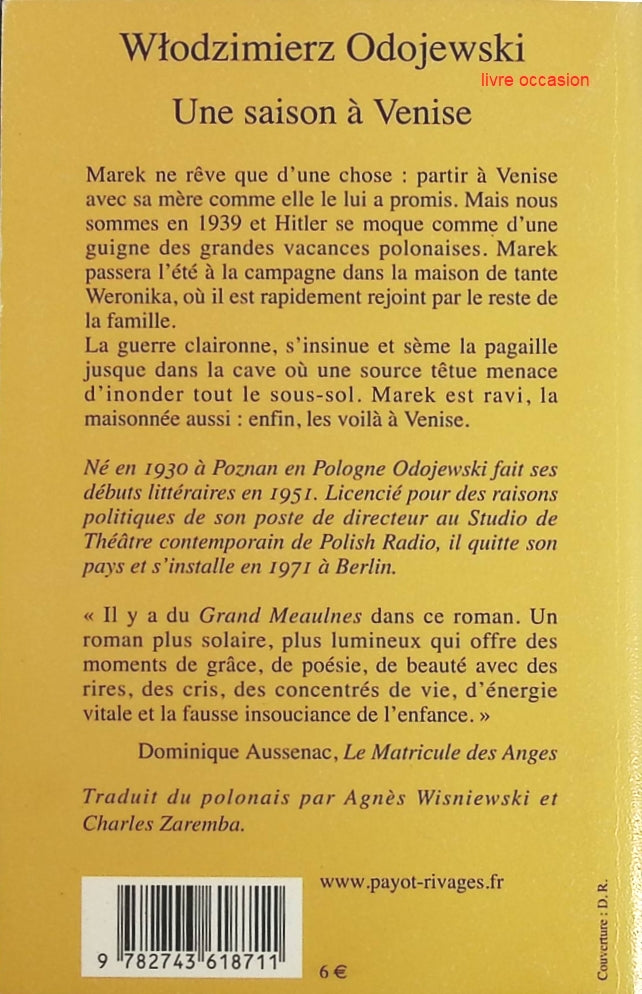Une saison à Venise - Wlodzimierz Odojewski - Livre